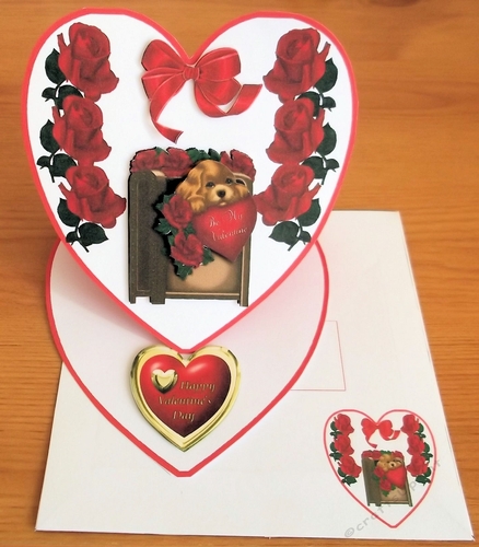 Heart shaped easel Valentines Day card and envelope