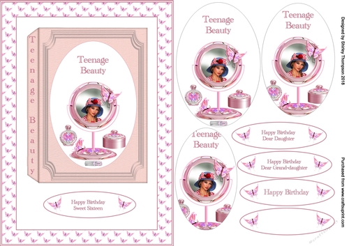 A5 pink teenage girl birthday card front