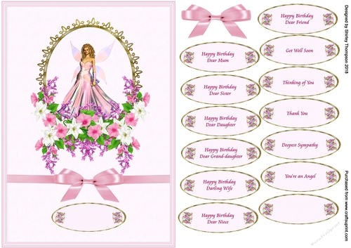 A5 Pink angel quick card front.