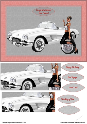 A5 mechanic girl step by step card front.
