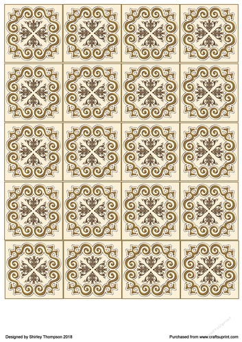 Brown and gold tone 2 in tea bag square sheet.