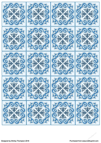 Shades of blue 2 in tea bag square sheet.
