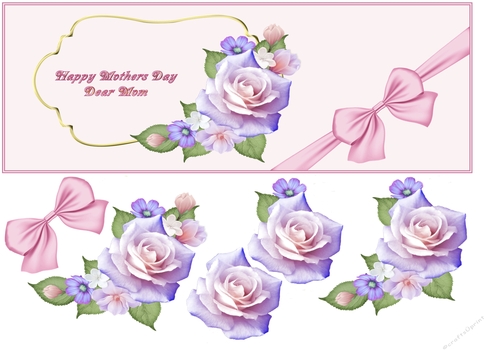 Large DL card front with decoupage (Mom)