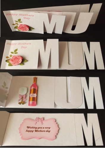DL Mum shaped card with decoupage