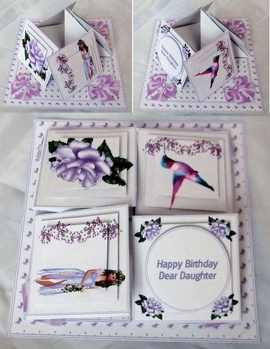 Lilac fairy quad easel card.