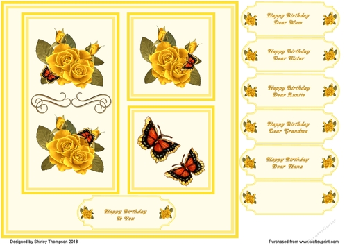Yellow roses 8 x 8 quick card front.
