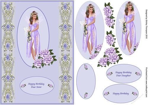 A5 lilac garden fairy card front 