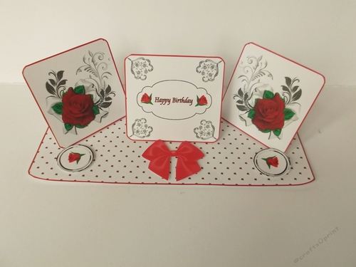 Red rose triple easel card.