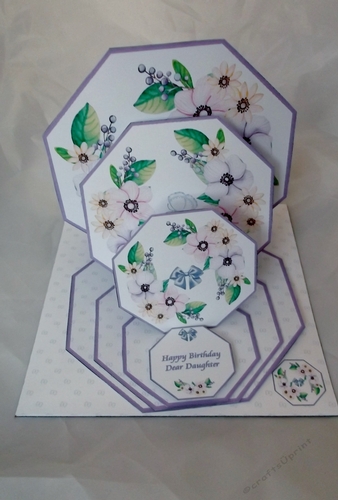 Anemone octagonal triple easel card with matching envelope