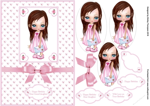 A5 step by step card front for little girl.