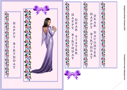 Lady in lilac A5 quick card front.