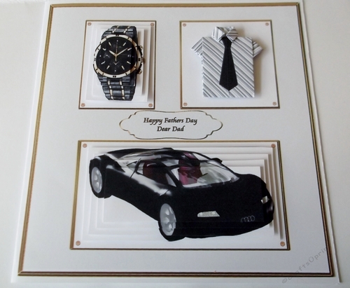 8 x 8 gold edged origami shirt Fathers Day card front