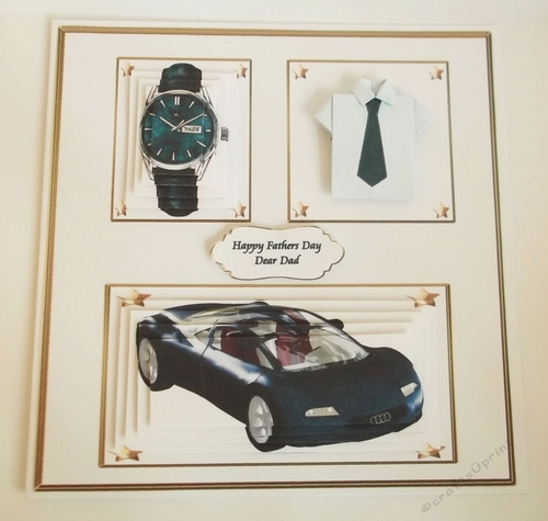 8 x 8 gold edged origami shirt Fathers Day card front