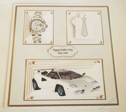 8 x 8 gold edged origami shirt Fathers Day card front