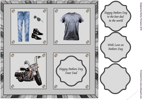 8 x 8 black and grey Fathers Day card front