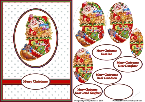 A5 Christmas stocking pyramage card front