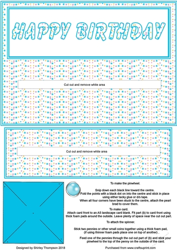 A5 white stars pinwheel slider card front