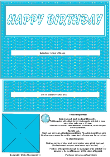 A5 blue stars pinwheel slider card front