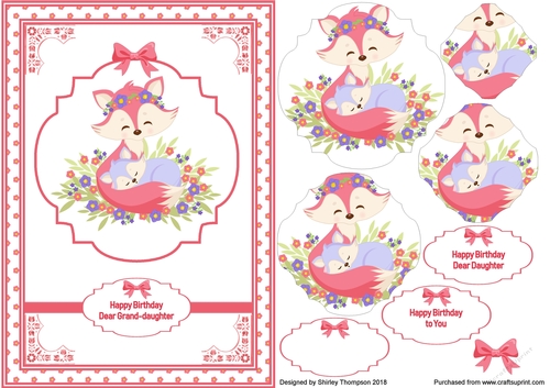 Deep pink and white A5 card front.