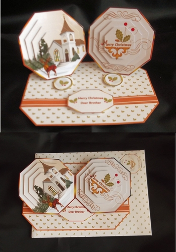 Stag octagonal double easel card with matching envelope