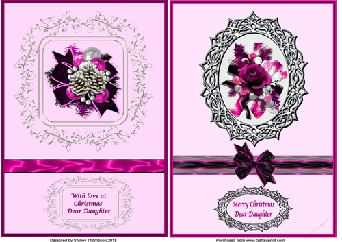 2 A5 pink and black Christmas card fronts