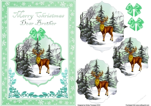 A5 deer in the snow step by step card front (Brother)
