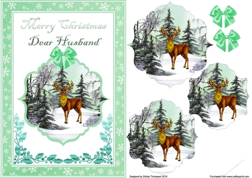 A5 deer in the snow step by step card front (Husband)