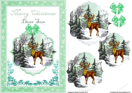 A5 deer in the snow step by step card front (Son)