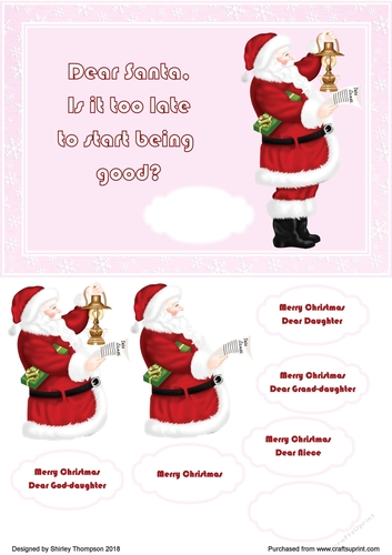 A5 Santa step by step card front (Girls)