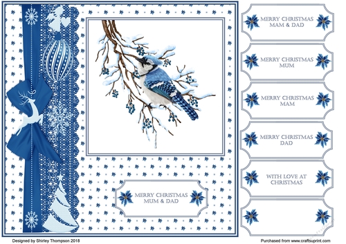 Blue Christmas 8 x 8 quick card front
