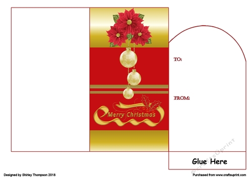 Red poinsettia & gold  baubles money wallet