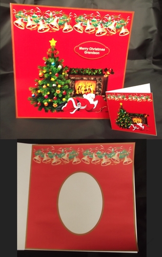 8 x 8 Sleeping Santa quick card front with matching gift tag and insert