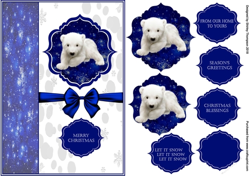A5 polar bear cub  step by step card front