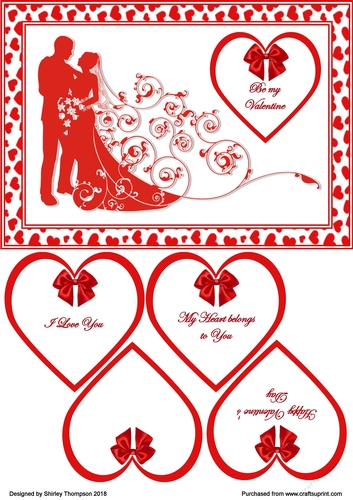 A5 red and white Valentines day quick card front
