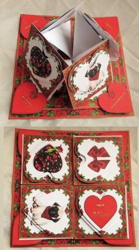 Rose bordered Valentines Day quad easel card