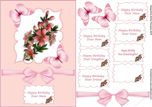A5 pink floral step by step card front.