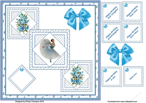 8 x 8 ballerina quick card front