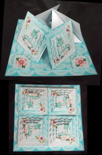 7 in square elegant ladies shoe quad easel card