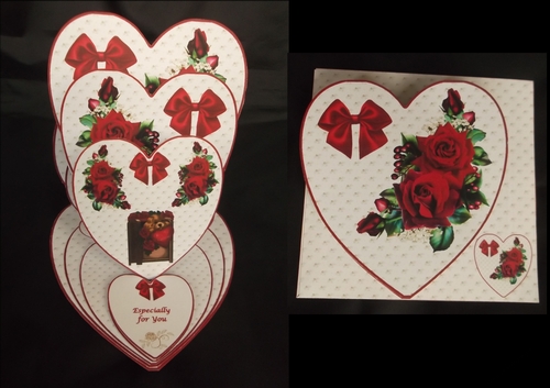 Valentines heart triple easel card with matching envelope