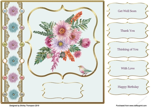 8 x 8 pale blue floral quick card front