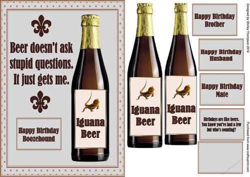 A5 iguana beer step by step card front