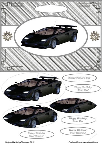 A5 black ferrari step by step card front