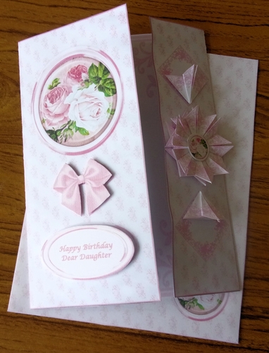 Pink roses t.bag fold card with matching envelope
