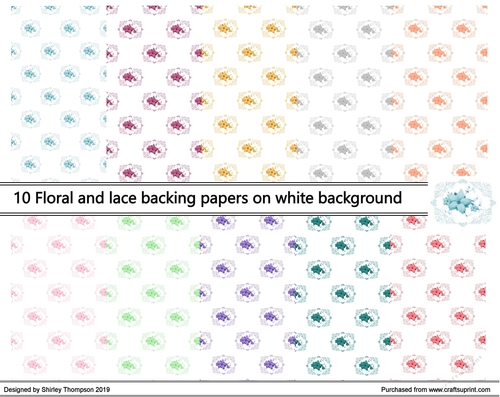 10 A4 lace and floral backing papers