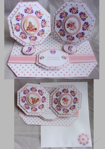 Diva octagonal double easel card with matching envelope
