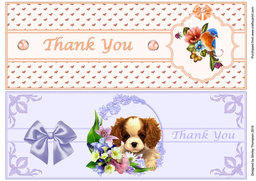Two DL Thank You card fronts