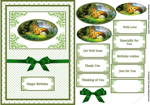 A5 doe and fawn step by step card front