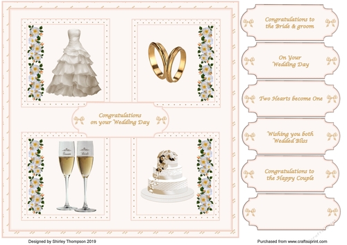 Shades of peach 8 x 8 wedding day quick card front