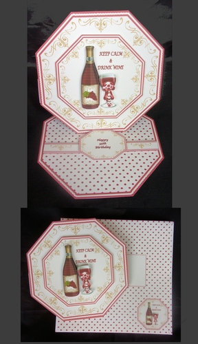 Keep calm and drink wine octagonal easel card with matching envelope