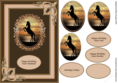 A5 horse topper step by step card front